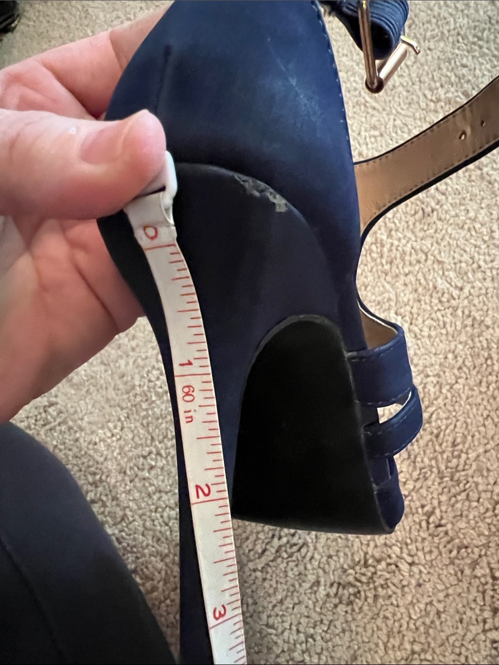 Bonnibel Navy Pointed-Toe Triple-Strap Heels - Picture 5 of 8